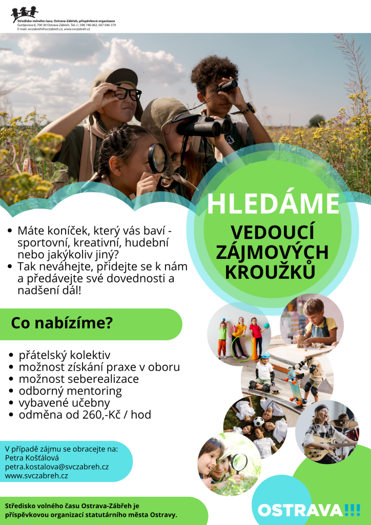 HLEDÁME VEDOUCÍ ZÁJMOVÝCH KROUŽKŮ