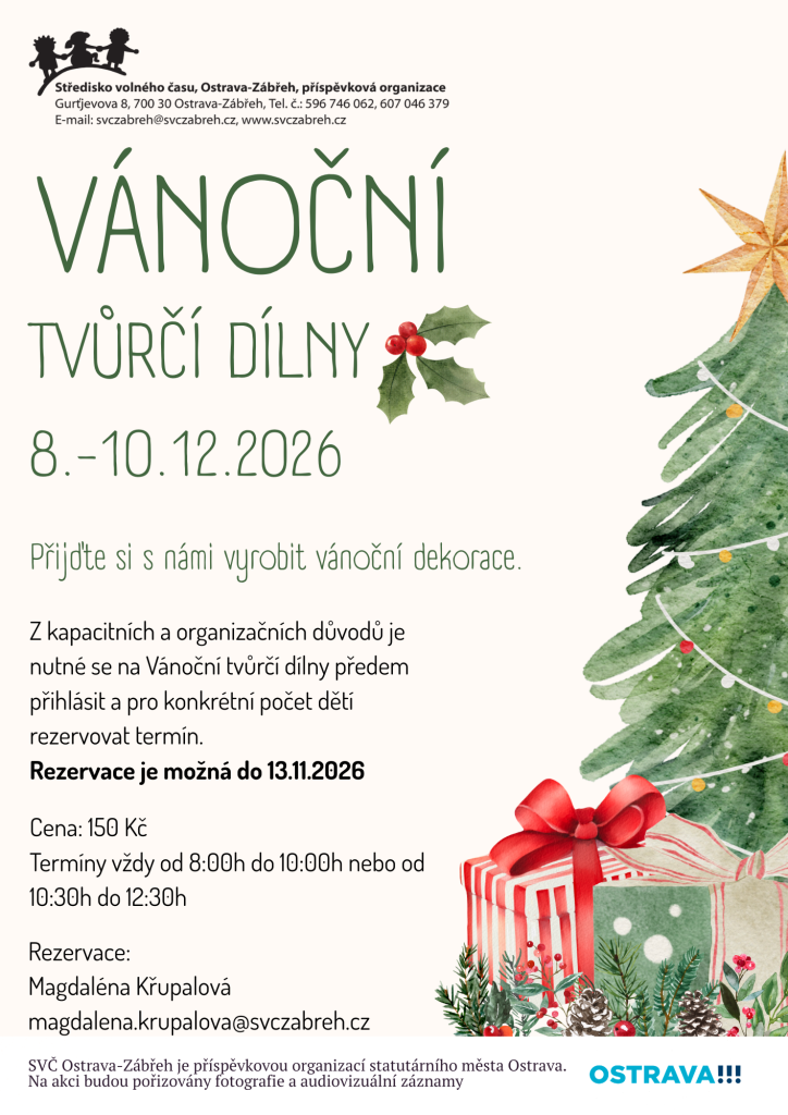 Vánoční tvůrčí dílny pro MŠ a ZŠ
