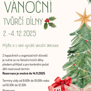 Vánoční tvůrčí dílny pro MŠ a ZŠ